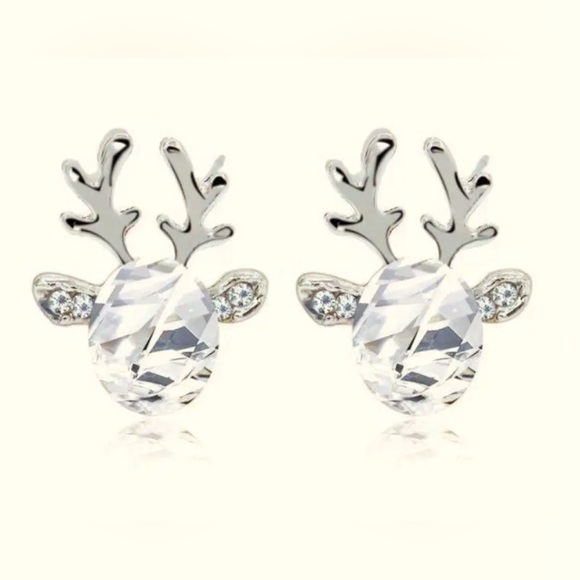 🎁 Reindeer Earrings, white - Picture 1 of 3